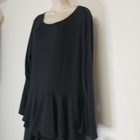 NWT LuLaRoe Georgia Black 3 tier ruffle mid length dress long sleeve size 3X - Picture 7 of 9